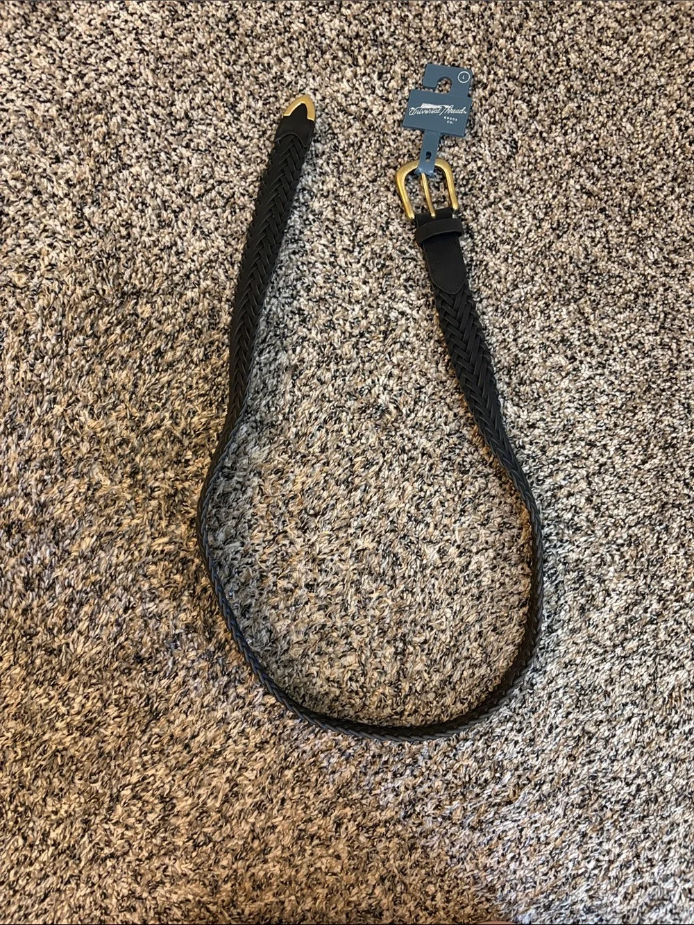 Universal Thread Black Braided Belt with Gold Buckle